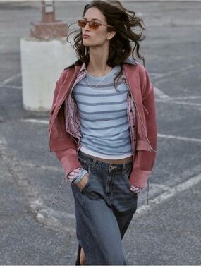 NWT Zara -this season’s corduroy cropped jacket with faux leather collar